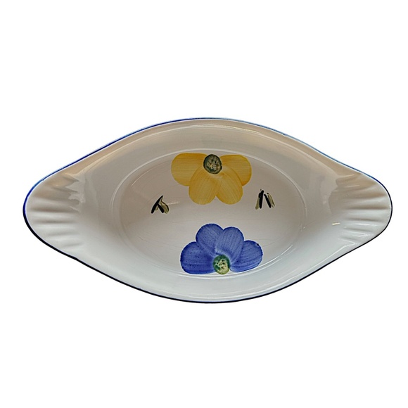 MAXAM Serving Bowl Casserole Dish 10.5”x 6” Floral Hand Painted Portugal - Picture 2 of 7